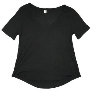 BP Tee Raw Edge V-Neck Short Sleeve Black Top Casual Women's XS‎